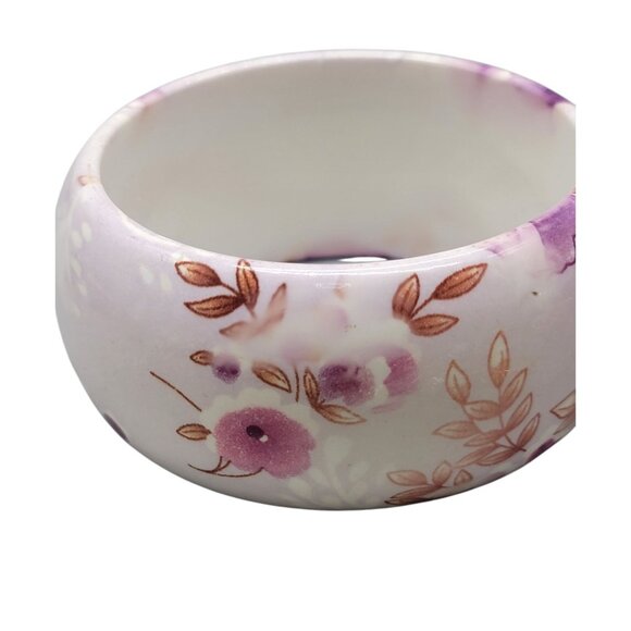 Extra Wide Floral Bangle Bracelet Airbrush Design Plastic 8" Purple Pink 8" 39mm - Picture 2 of 9